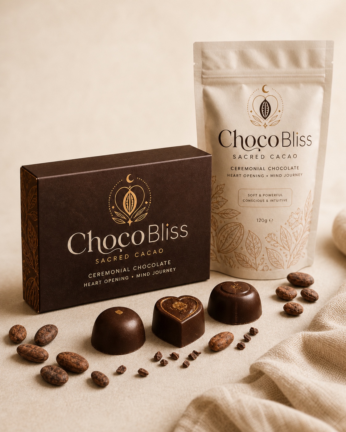 ChocoBliss sacred cacao product photography