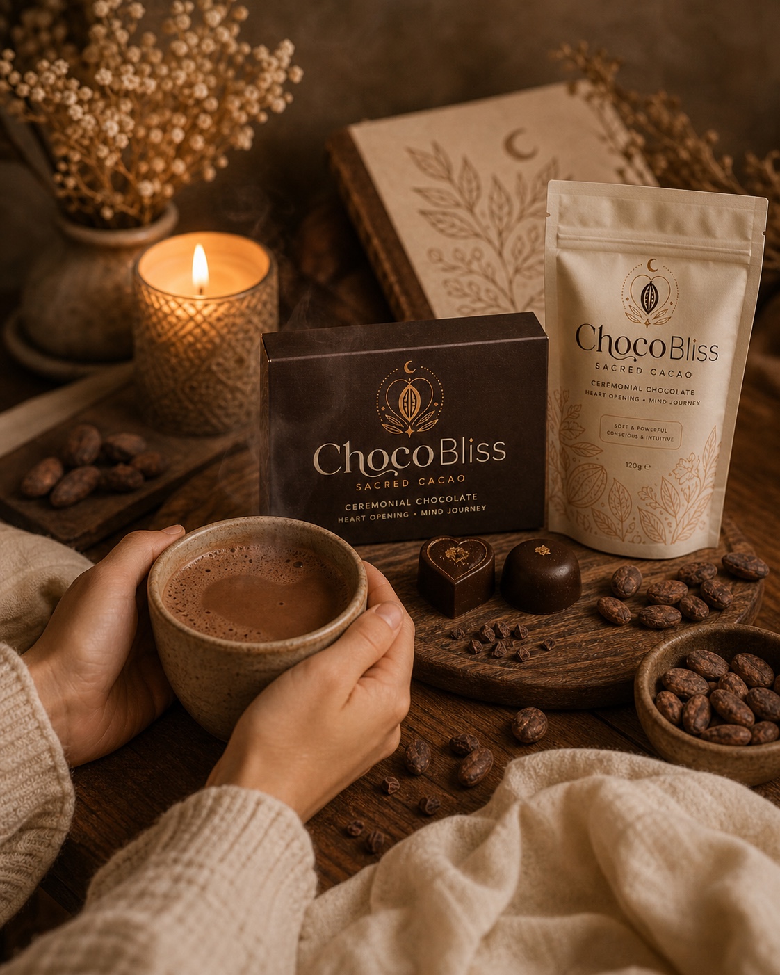 ChocoBliss sacred cacao product photography